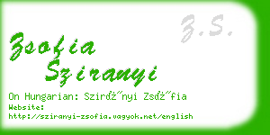 zsofia sziranyi business card